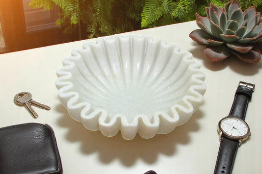 Ultimate Multi-Purpose Organizer small (6 inch round), White Marble Round Holders for Phones, Watches, Jewelry and more