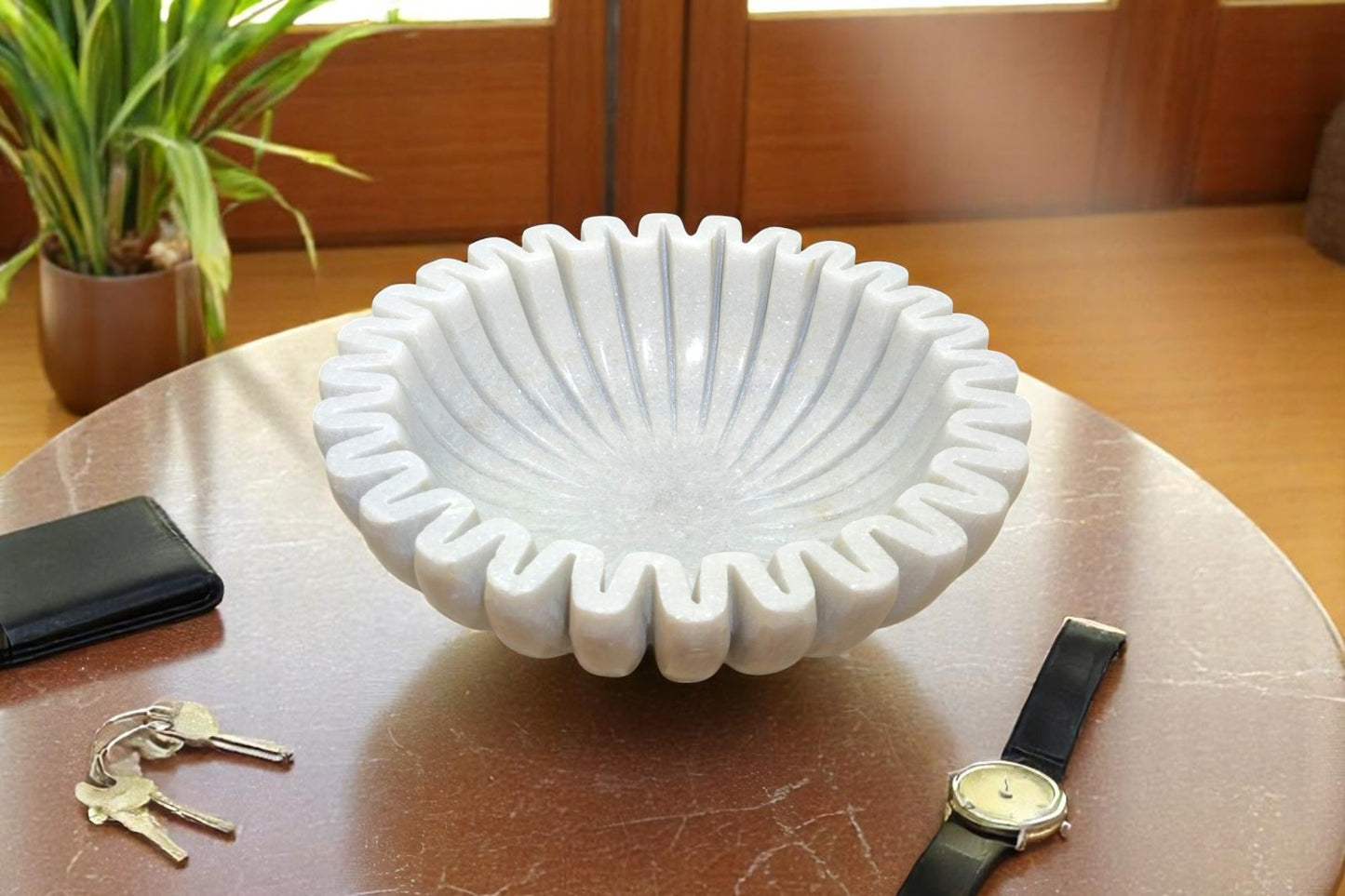 Ultimate Multi-Purpose Organizer ,White Marble Round Holders for Phones, Watches, Jewelry and more