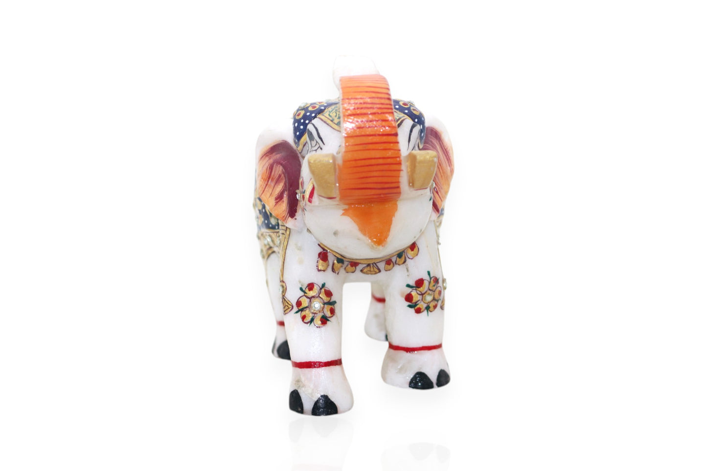 White marble hand painted and hand crafted elephant idol