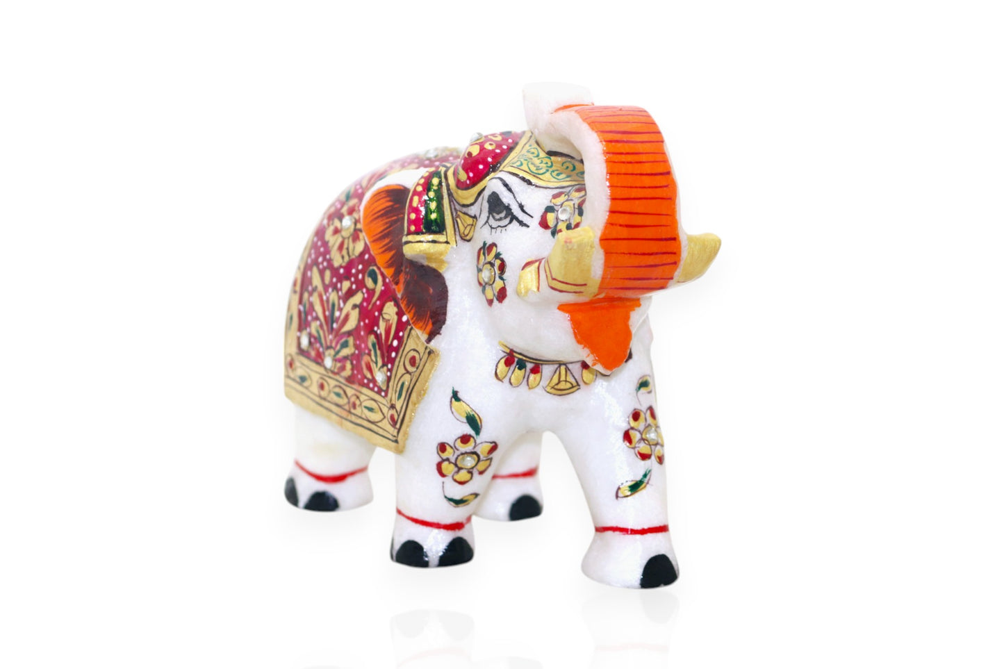 White marble hand painted and hand crafted elephant idol