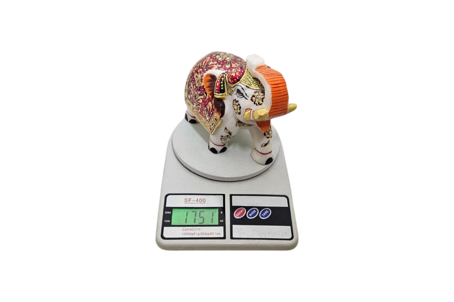 White marble hand painted and hand crafted elephant idol