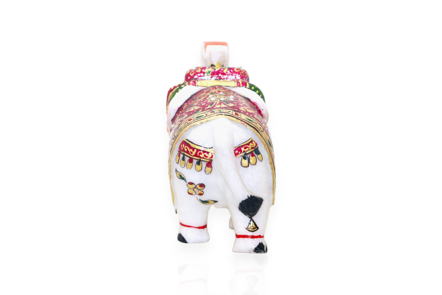 White marble hand painted and hand crafted elephant idol