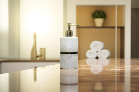 Handmade Brass ring and Marble soap dispenser
