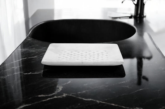 White marble handmade soap holder - beautifully handcrafted