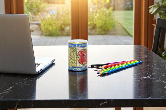 Enhance Your Desk with Unique White Marble Hand Painted Pen Stands