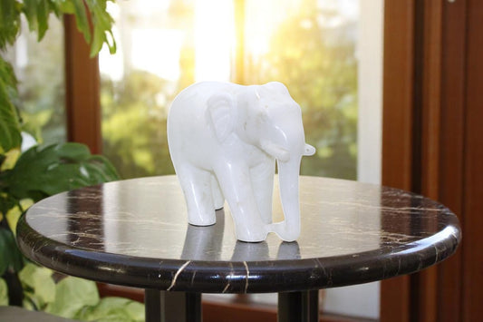 White marble hand crafted elephant