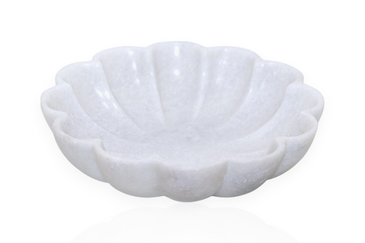 White marble flower shaped serving bowl | fruit bowl | decoration bowl | temple flower bowl