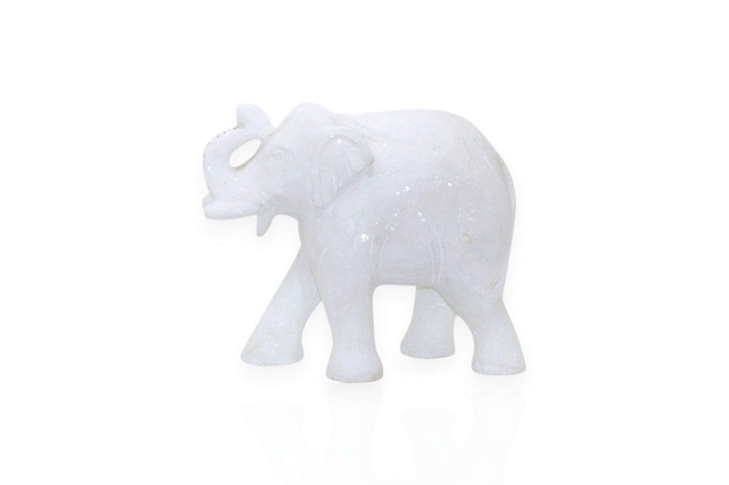 Exquisite White Marble Elephant Idols: Handcrafted Artistry - 2.7kg