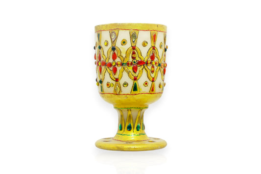 White marble hand painted hand crafted wine glass