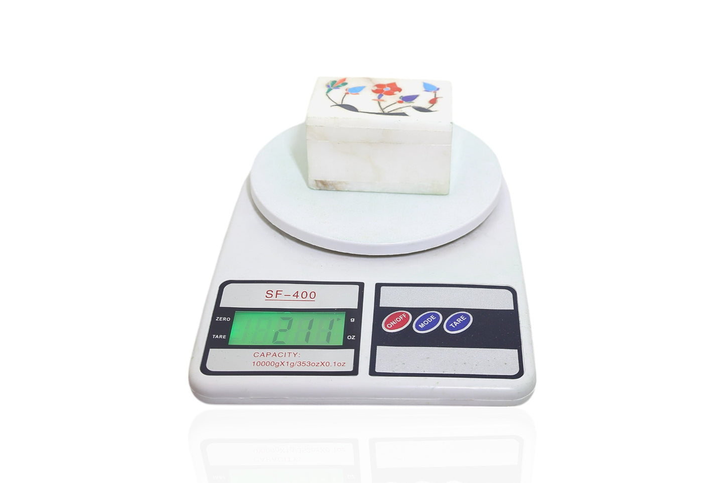 White marble hand painted hand small jewelry box