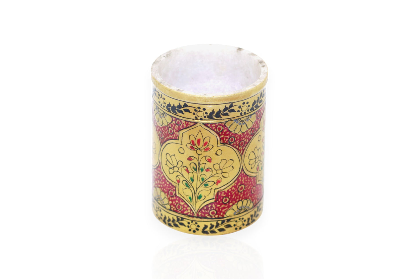 White marble hand painted and hand pen holder