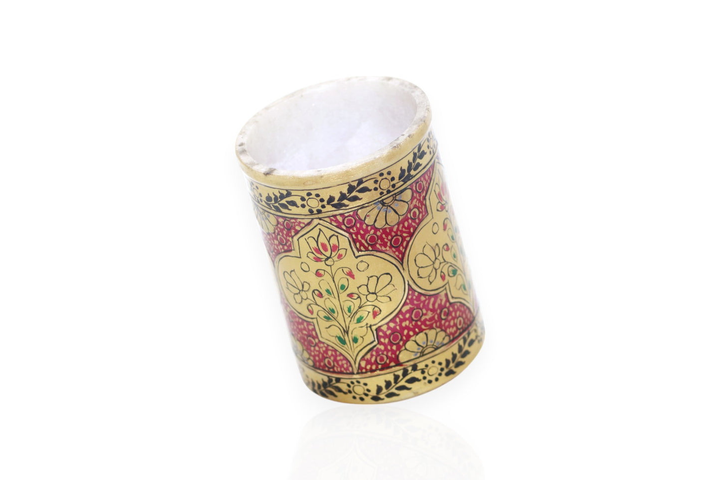 White marble hand painted and hand pen holder