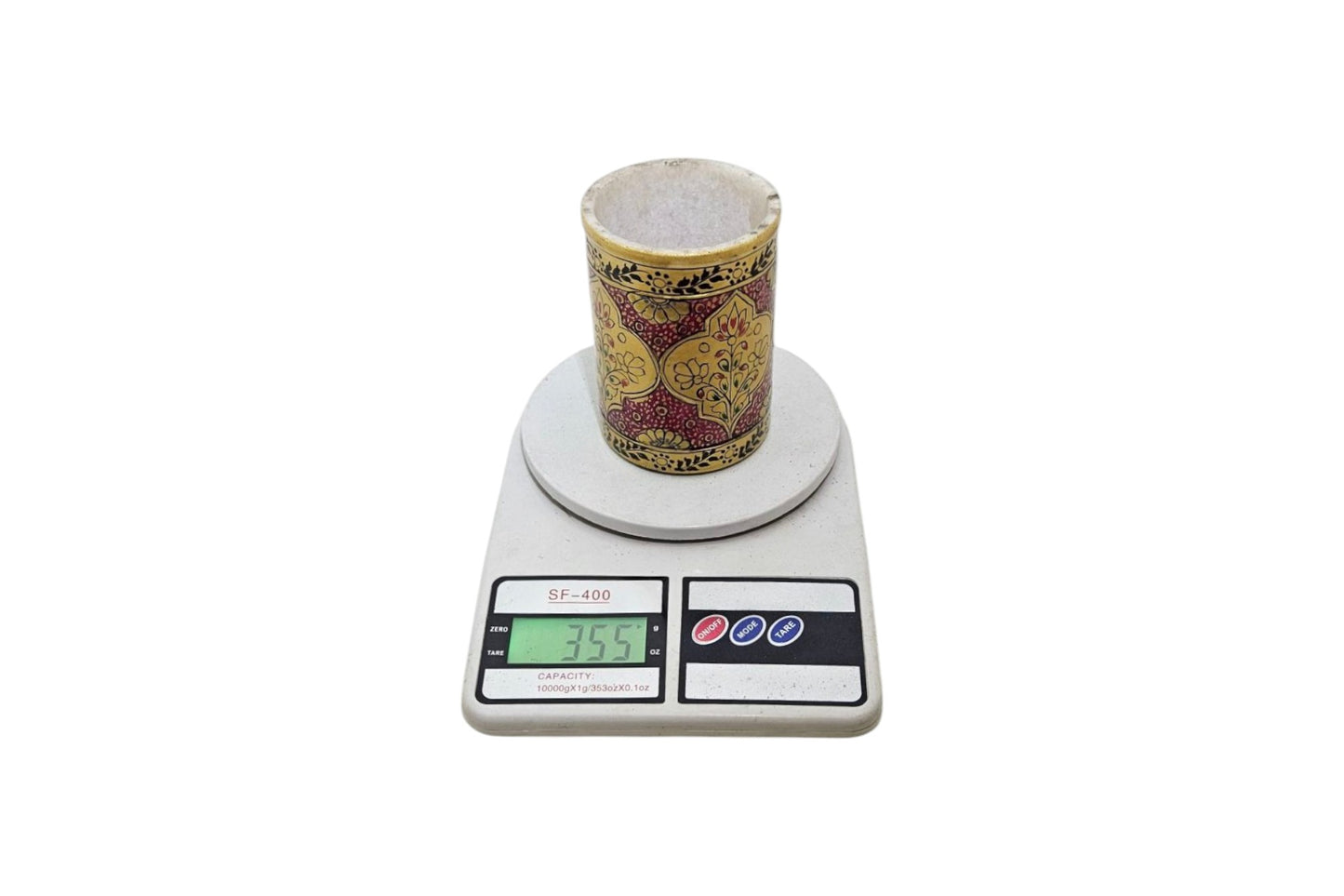 White marble hand painted and hand pen holder