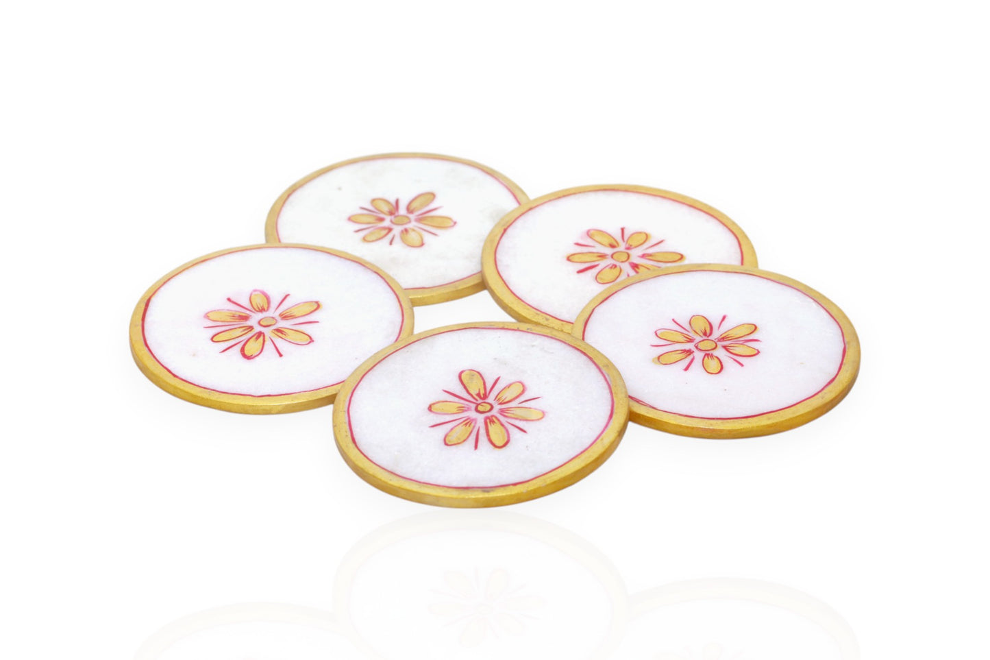 White marble hand painted and hand crafted tea coasters