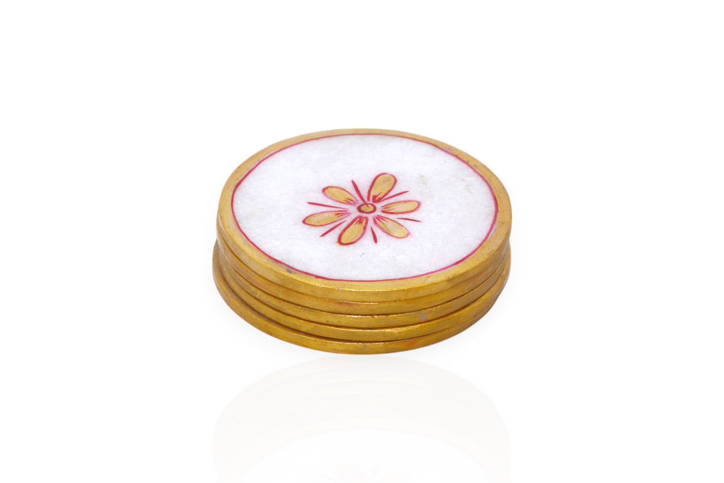 White marble hand painted and hand crafted tea coasters
