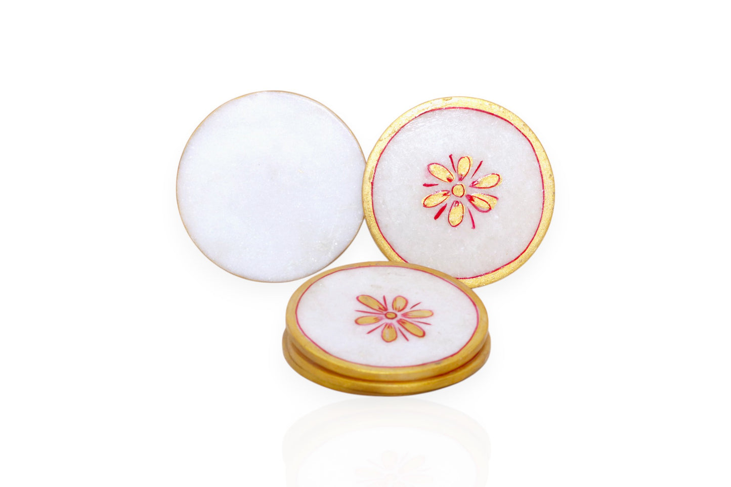 White marble hand painted and hand crafted tea coasters