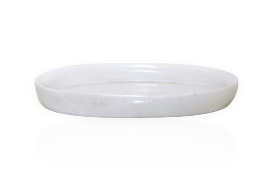 White marble oval dinner plate | temple flower plate | Dry fruit plate