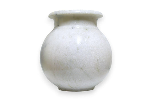 Traditional white marble hand crafted pot