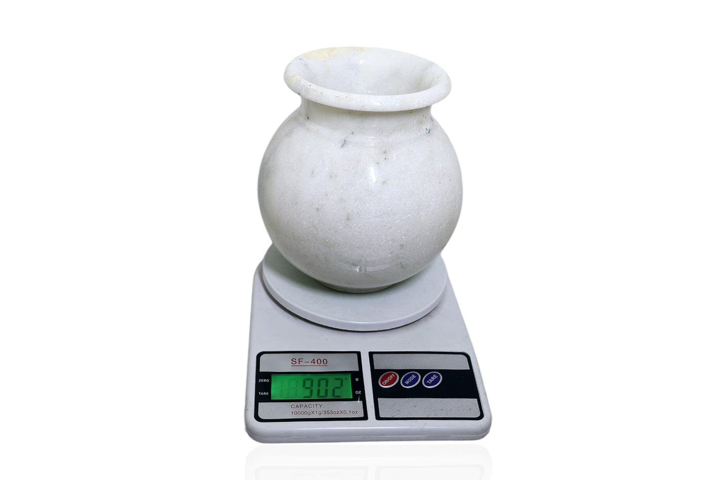 Traditional white marble hand crafted pot