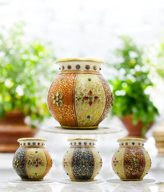 Hand painted white marble pot Luxury hand crafted handicraft items Global Japan Korea Dubai Singapore Europe UK London United kingdom United states of America UAE USA