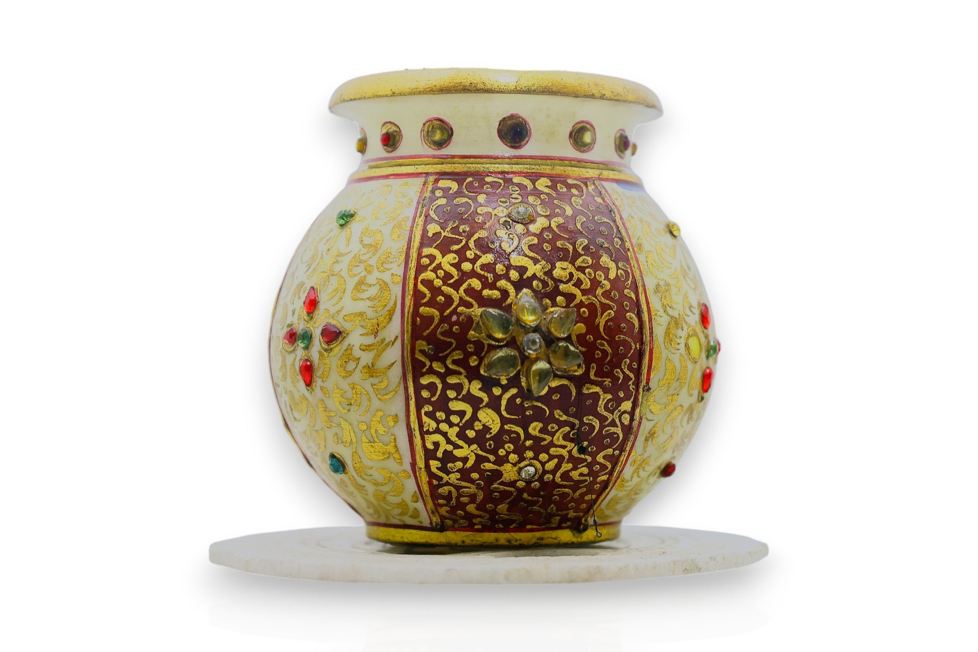 Hand painted white marble pot Luxury hand crafted handicraft items Global Japan Korea Dubai Singapore Europe UK London United kingdom United states of America UAE USA