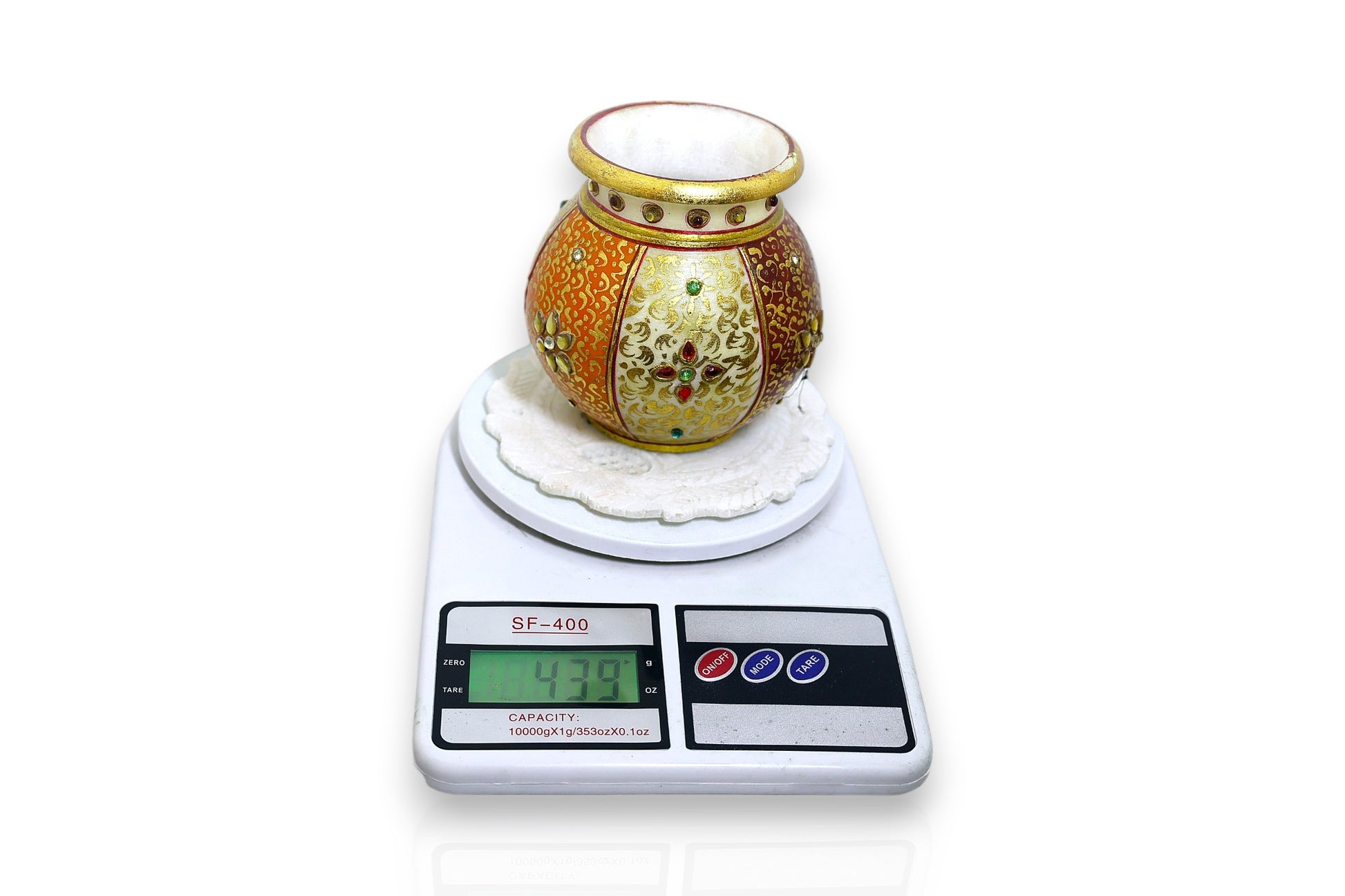 Hand painted white marble pot Luxury hand crafted handicraft items Global Japan Korea Dubai Singapore Europe UK London United kingdom United states of America UAE USA