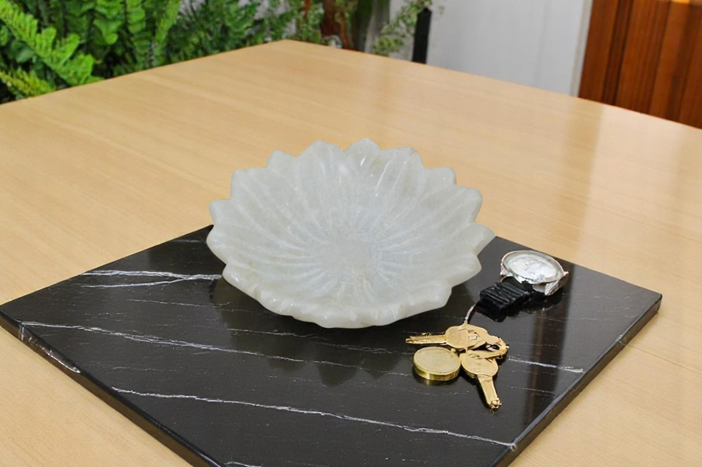 White Marble Flower Holders for holding coins, watches, small Jewelry, dry fruits and much more