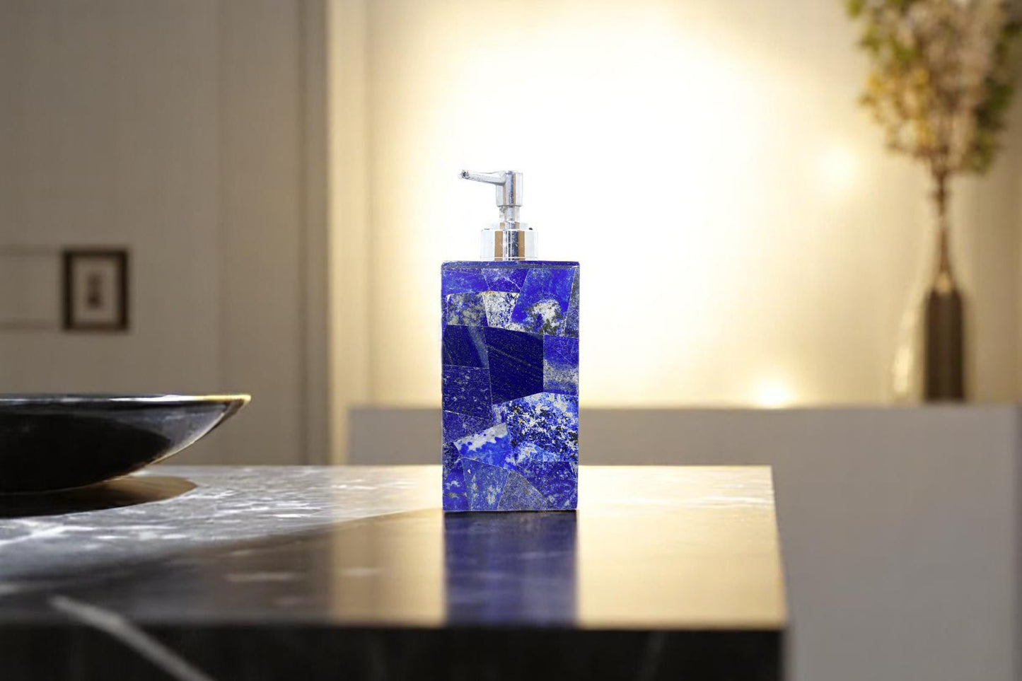 Handmade Blue stone soap dispenser - beautifully handcrafted