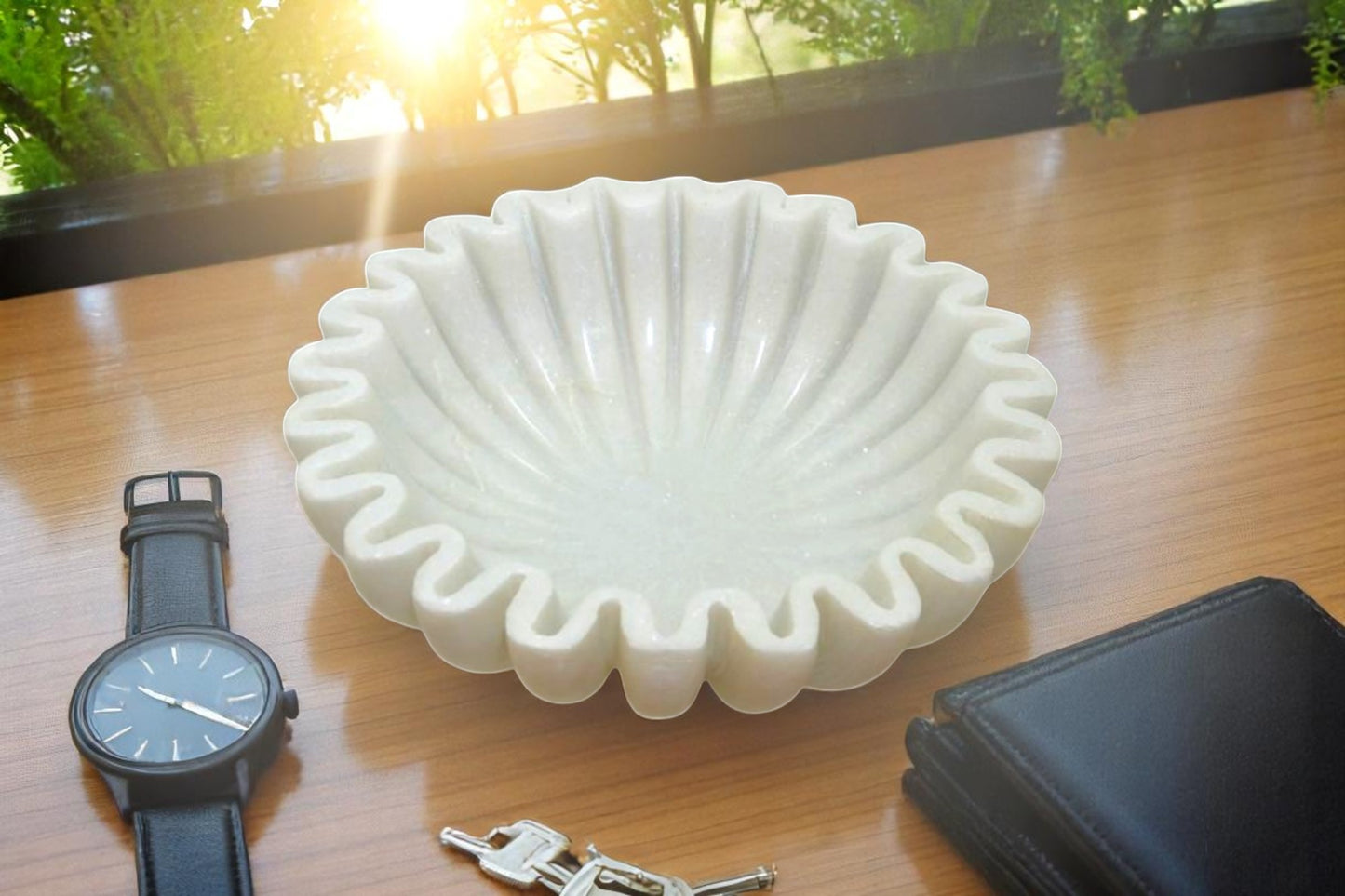 Ultimate Multi-Purpose Organizer small (6 inch round), White Marble Round Holders for Phones, Watches, Jewelry and more