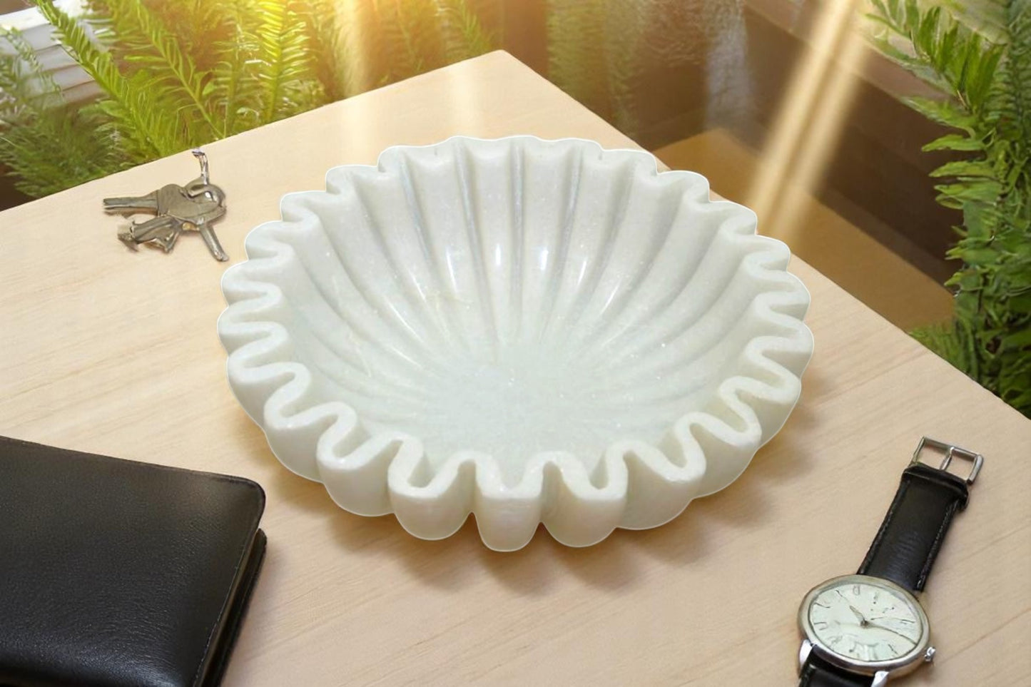 Ultimate Multi-Purpose Organizer small (6 inch round), White Marble Round Holders for Phones, Watches, Jewelry and more