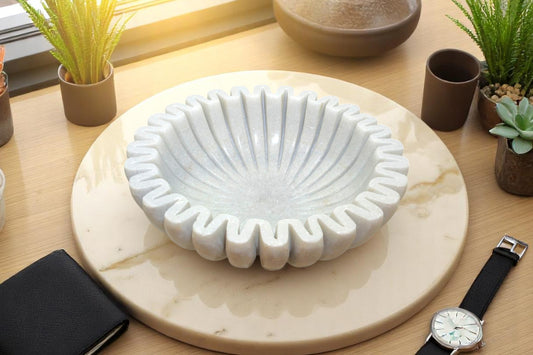 Ultimate Multi-Purpose Organizer ,White Marble Round Holders for Phones, Watches, Jewelry and more