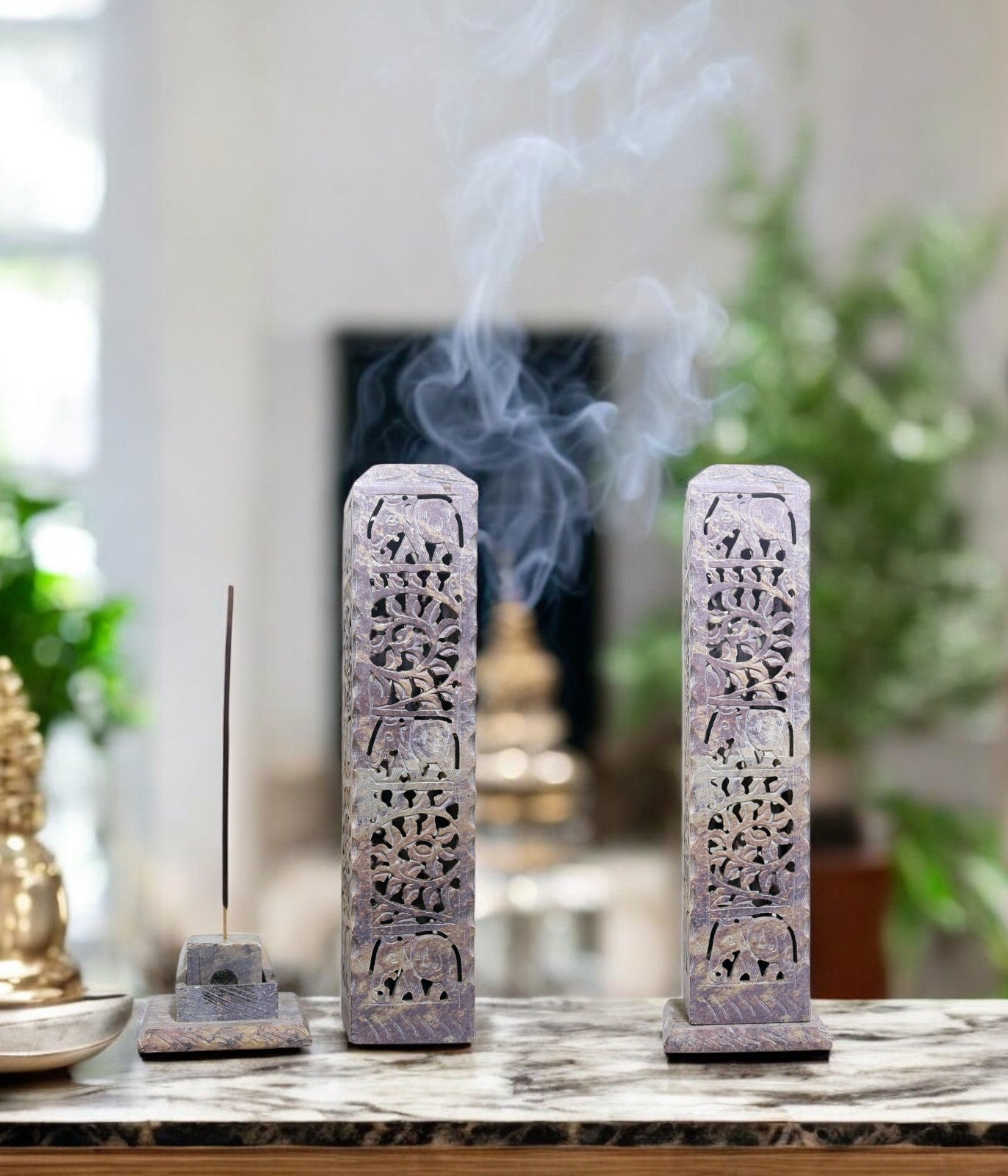 brown marble candle cum incense stick holder  Luxury hand crafted handicraft items Global Japan Korea Dubai Singapore Europe UK London United kingdom United states of America UAE USA