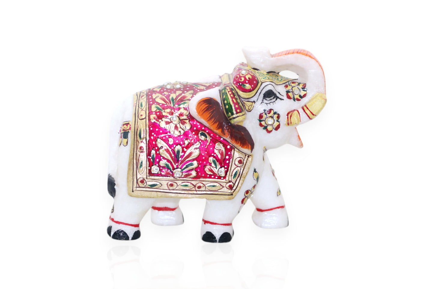 White marble hand painted and hand crafted elephant idol