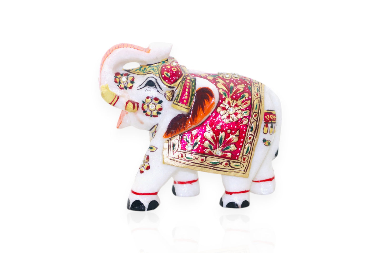 White marble hand painted and hand crafted elephant idol