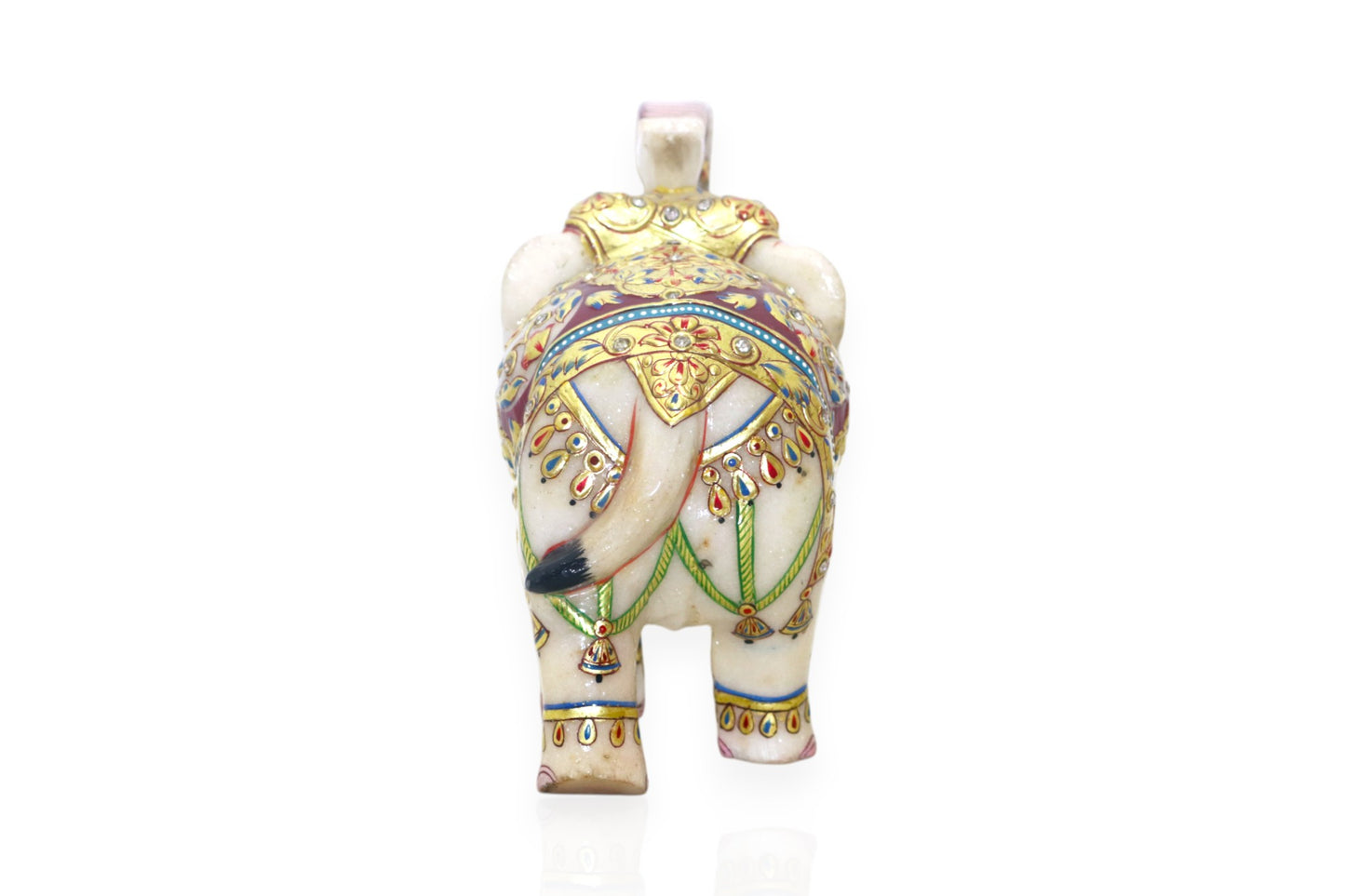 Exquisite White Marble Elephant Idols: Handcrafted and Hand-Painted Artistry