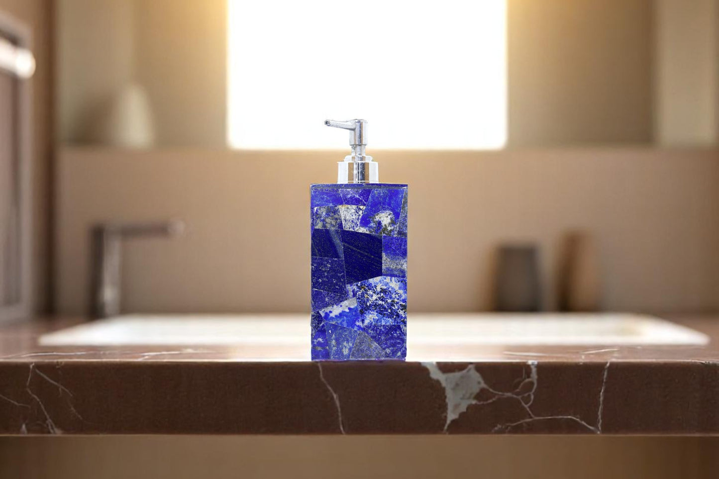 Handmade Blue stone soap dispenser - beautifully handcrafted