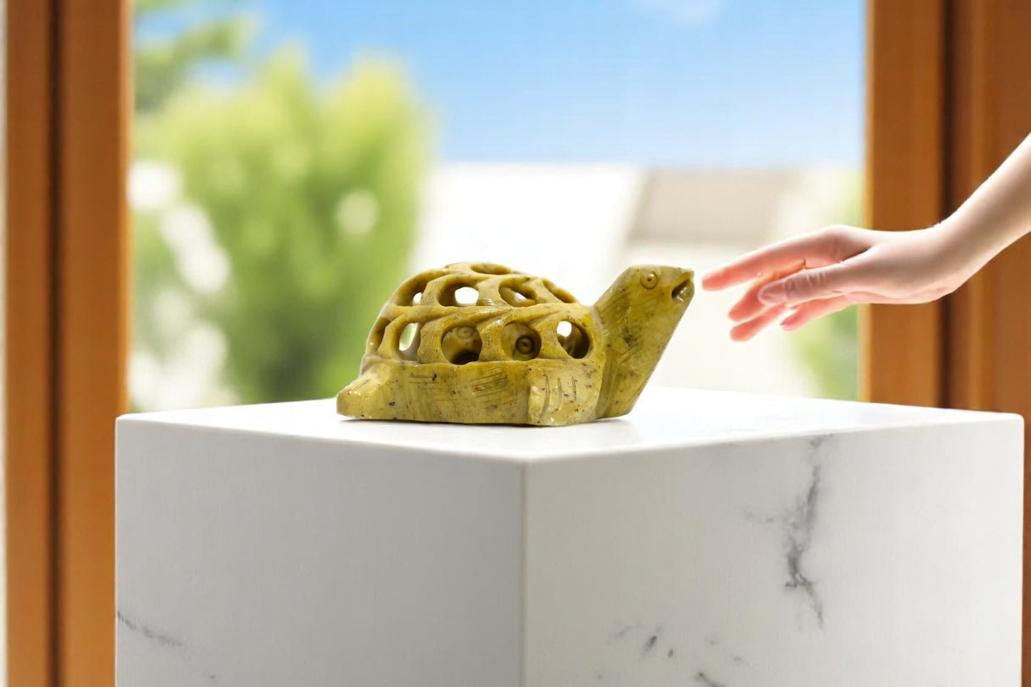 Tortoise inside a tortoise handmade marble sculpture