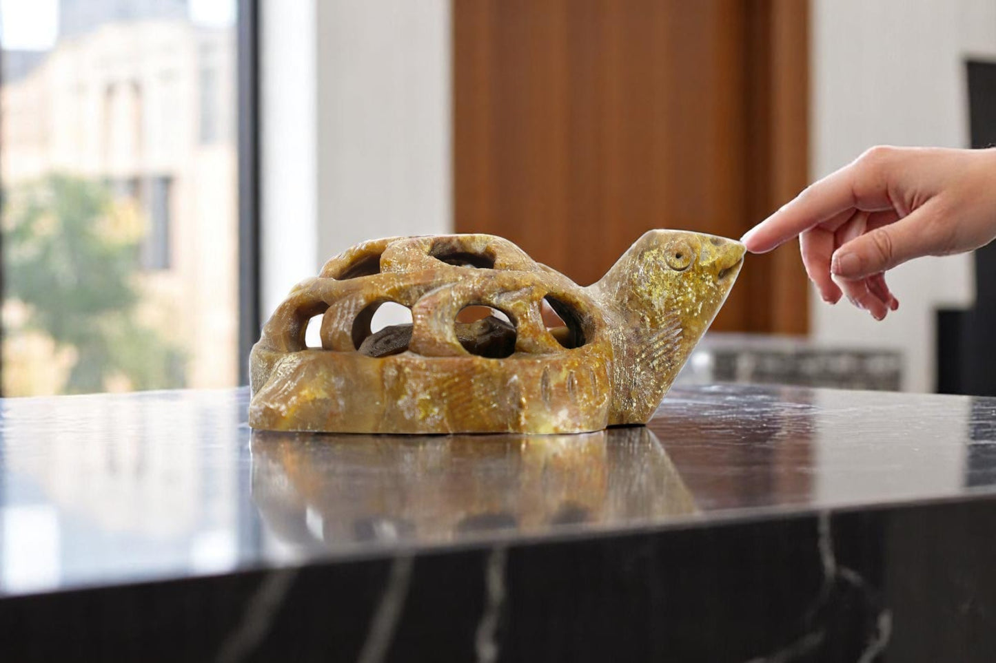 Tortoise inside a tortoise handmade marble sculpture (Small)