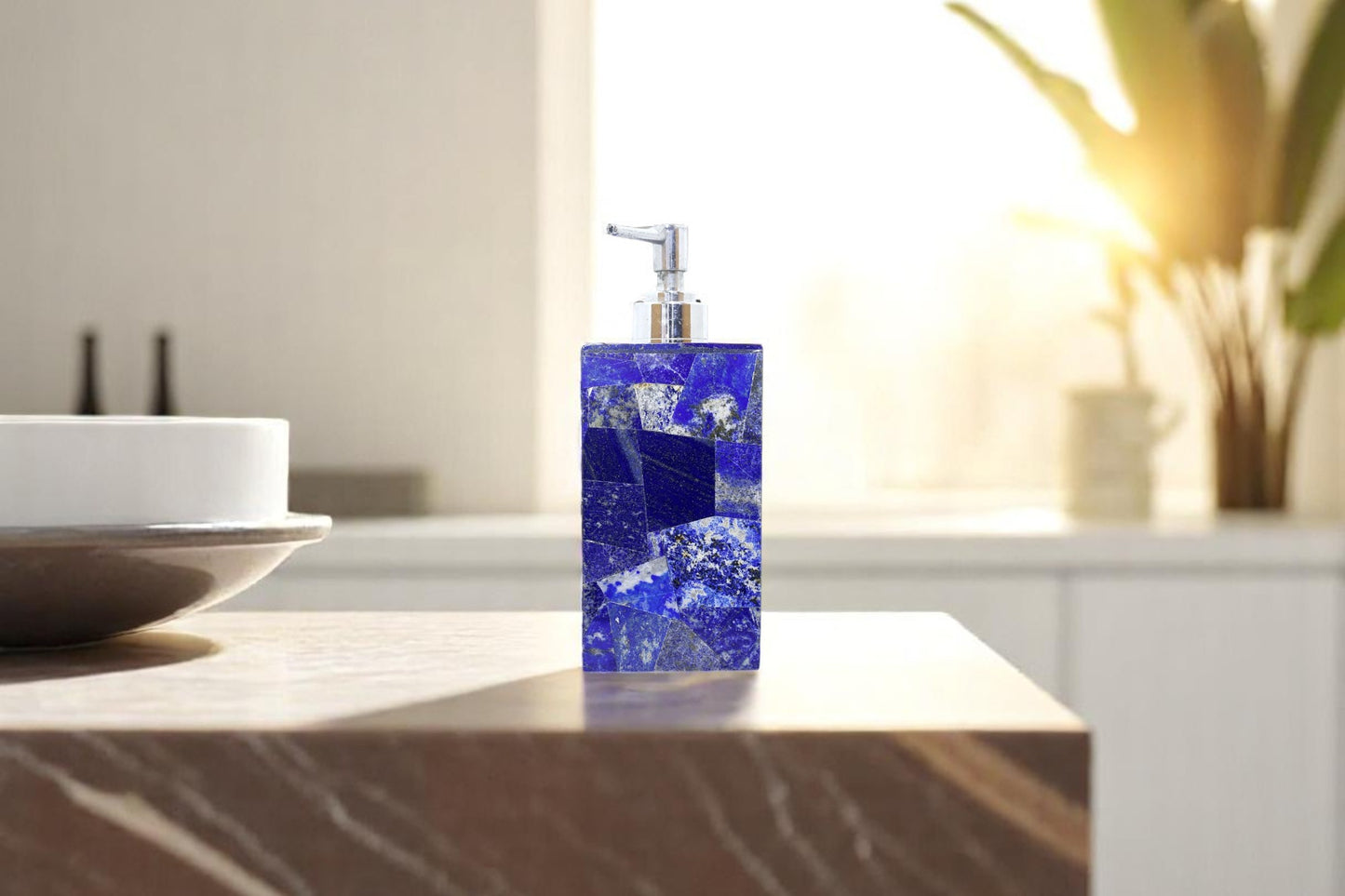 Handmade Blue stone soap dispenser - beautifully handcrafted