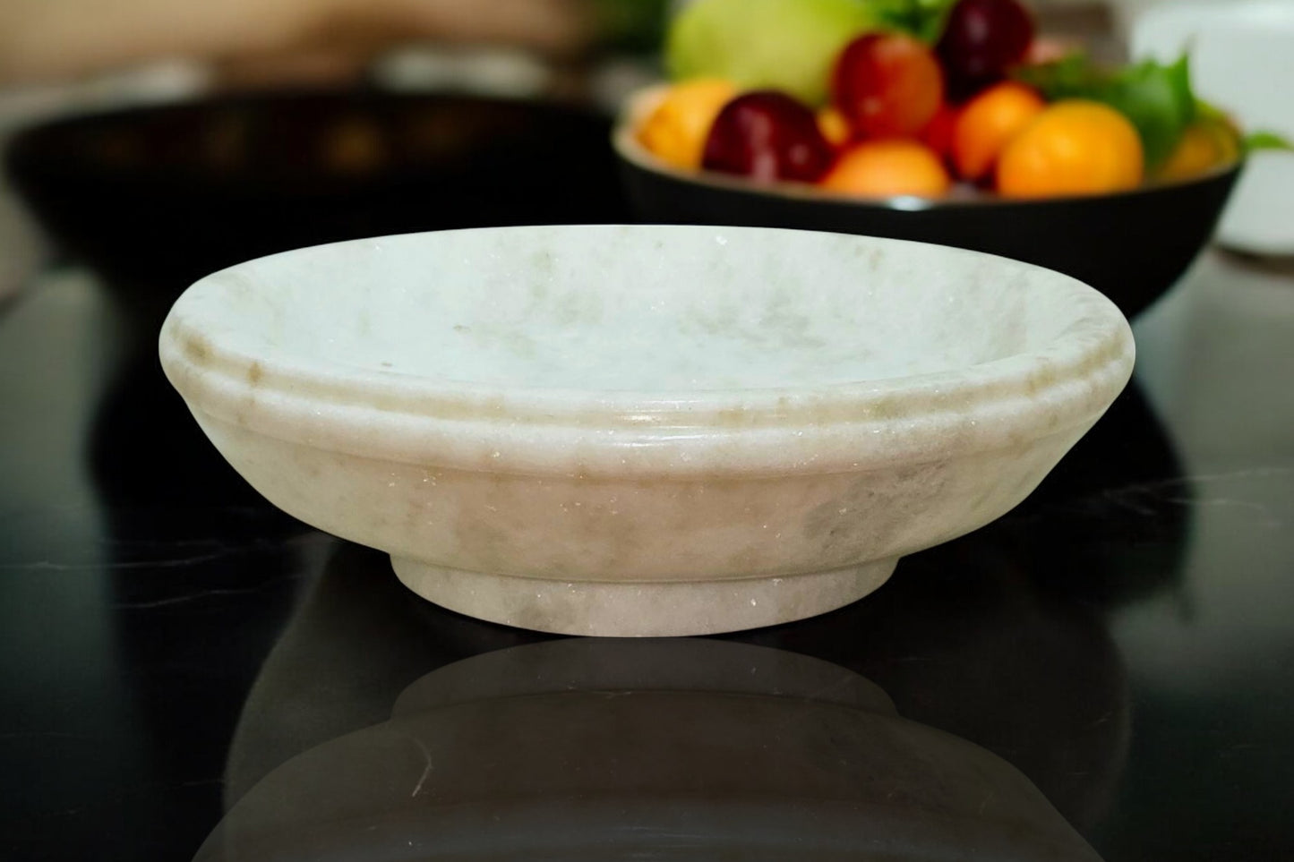 Big size solid 6 kilograms rich marble bowl perfect for phones, watches, keys holder, fruits, vegetables and much more