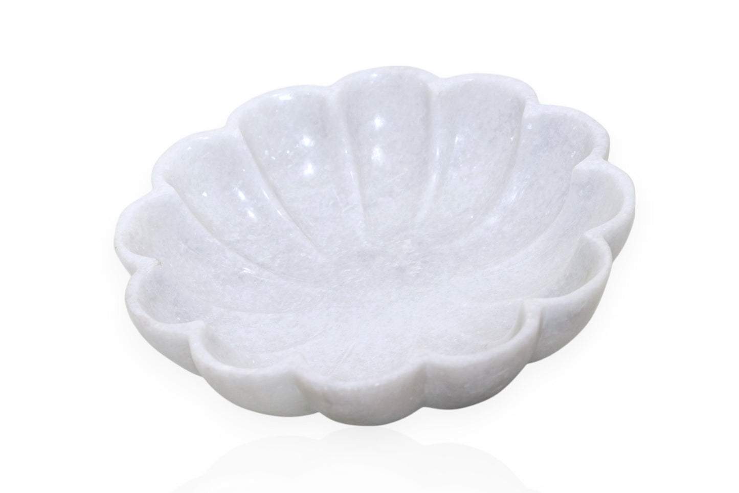 White marble flower shaped serving bowl | fruit bowl | decoration bowl | temple flower bowl