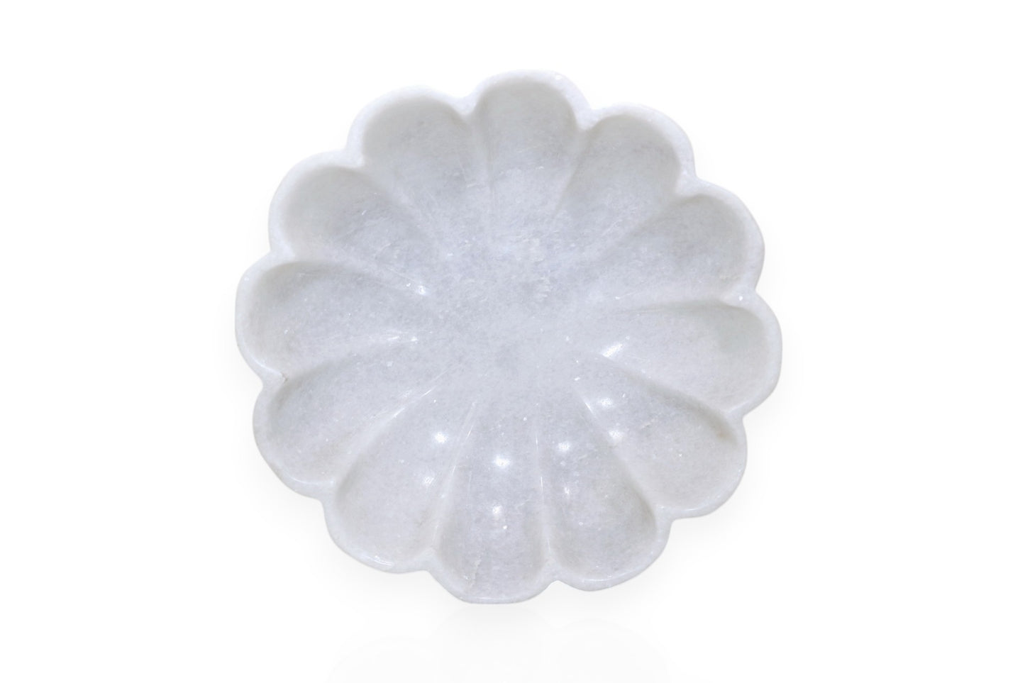 White marble flower shaped serving bowl | fruit bowl | decoration bowl | temple flower bowl
