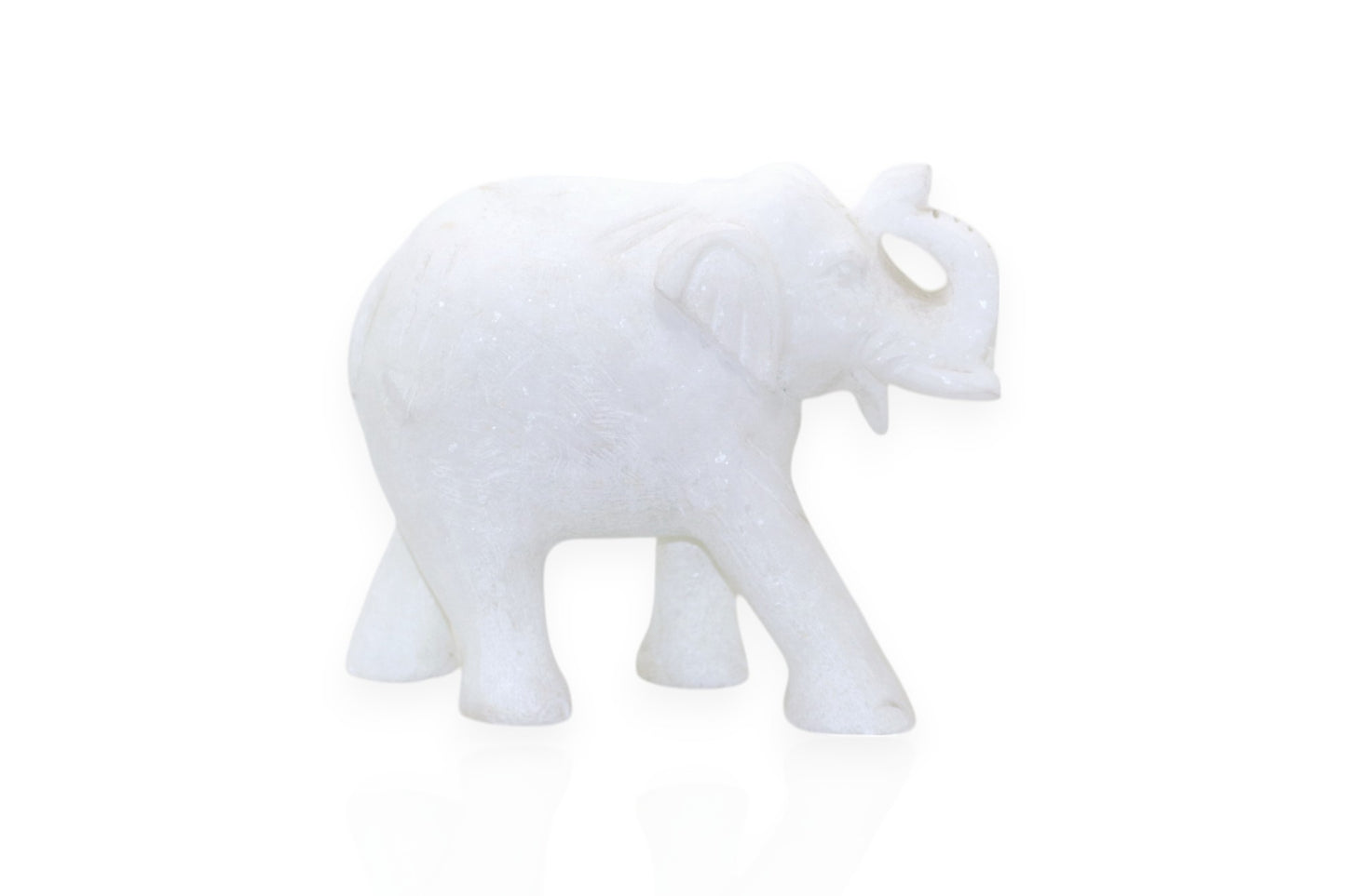 Exquisite White Marble Elephant Idols: Handcrafted Artistry - 2.7kg