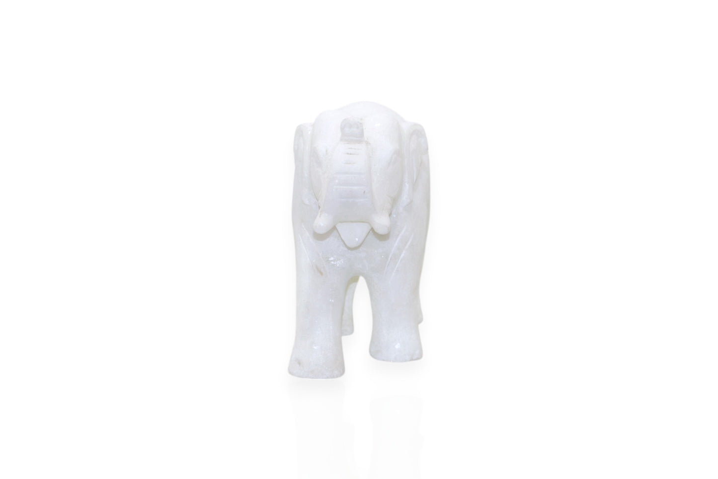 Exquisite White Marble Elephant Idols: Handcrafted Artistry - 2.7kg