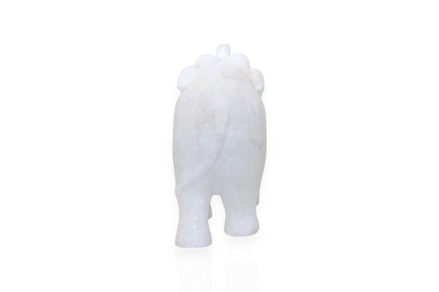 Exquisite White Marble Elephant Idols: Handcrafted Artistry - 2.7kg