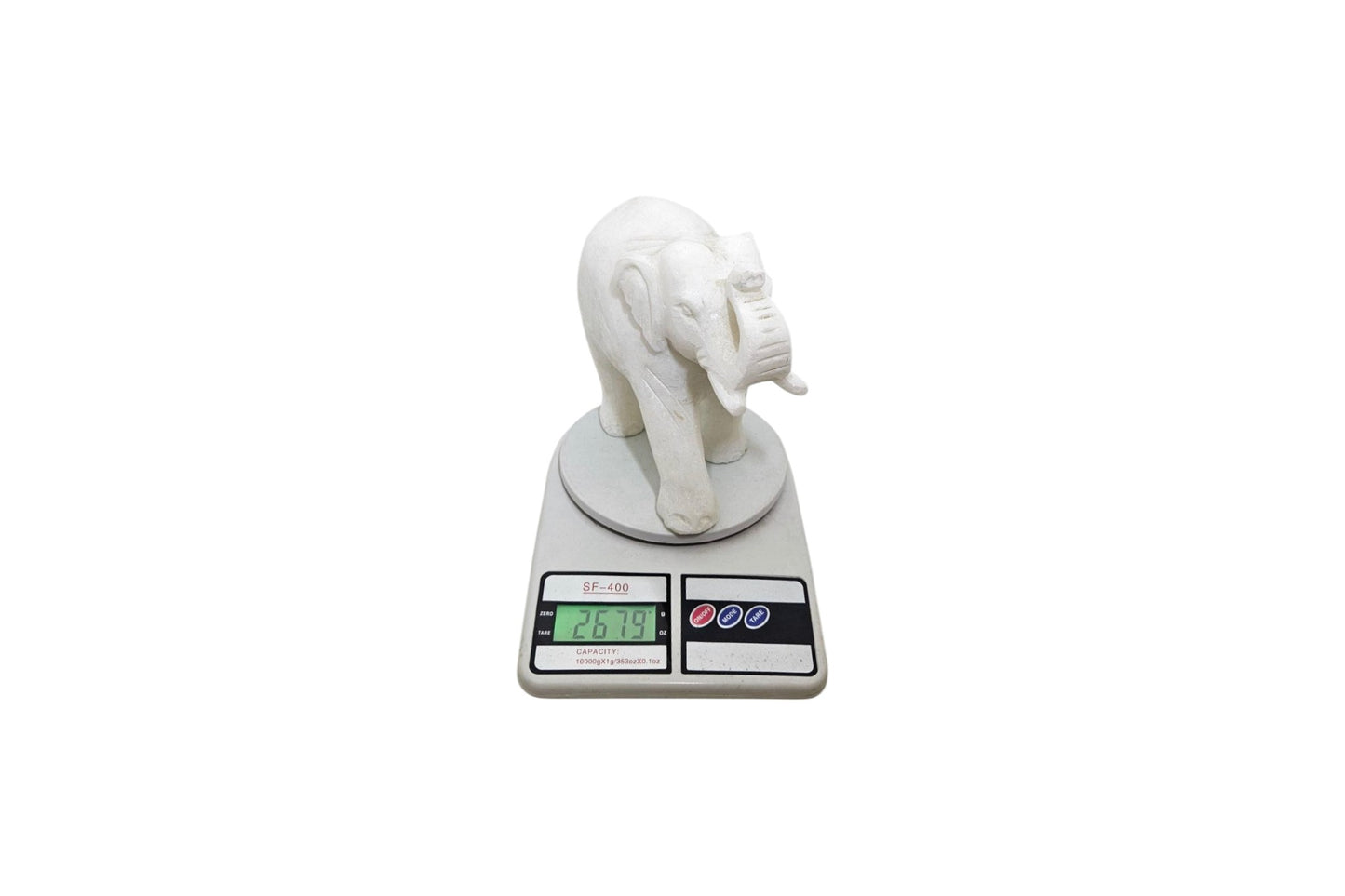 Exquisite White Marble Elephant Idols: Handcrafted Artistry - 2.7kg