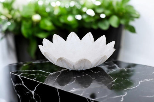 White flower shaped marble fruit plate | flower decoration plate | dry fruit plate | multi utility bowl