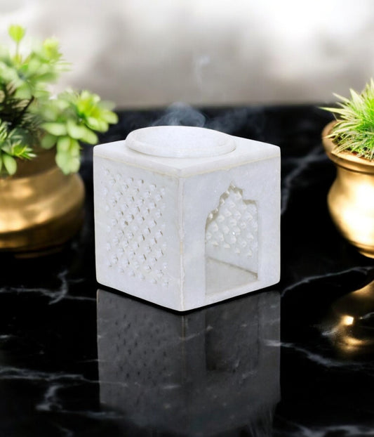 White marble fumes dispenser | perfume oil burner | camphor burner