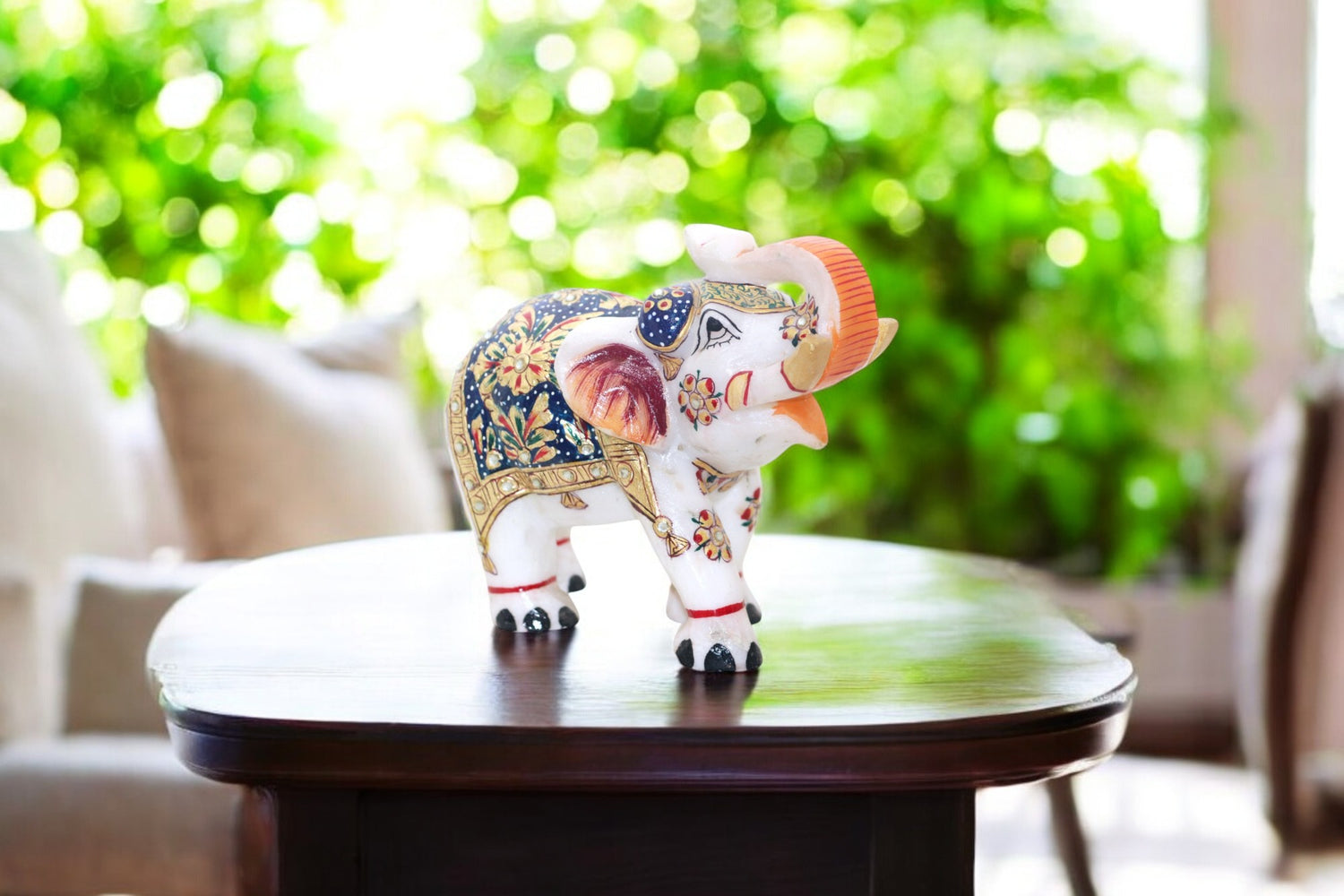 white marble  hand painted elephant  Luxury hand crafted handicraft items Global Japan Korea Dubai Singapore Europe UK London United kingdom United states of America UAE USA