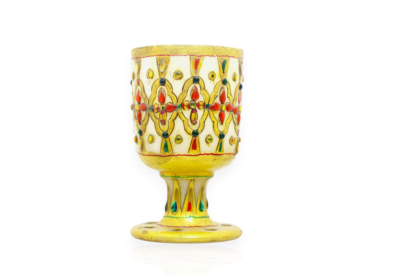 White marble hand painted hand crafted wine glass